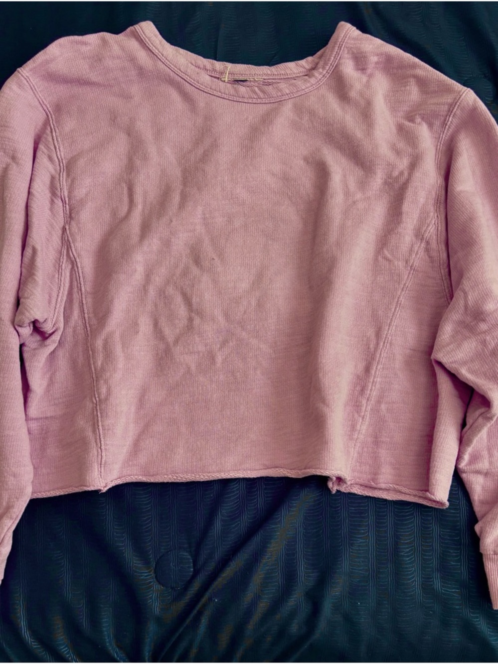 Women's Cropped Long-Sleeve Top in Dusty Pink